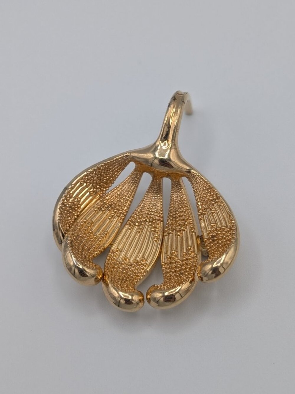 Vintage 1969 Grosse Germany Dior Era Heavy Gold Sculptural Flower 3D Brooch